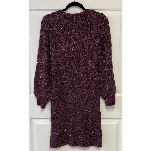 Nina Leonard Sparkly Sequin Sweater Dress Purple Women's Size Small - Picture 3 of 8